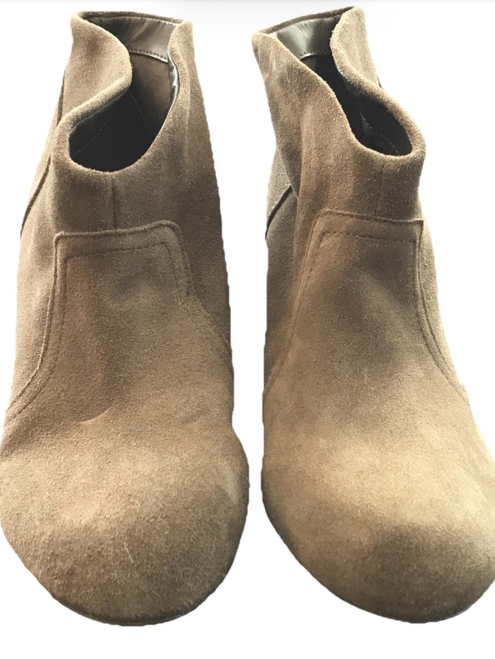 Carlos Shoes Womens 9.5 Ankle Boots Slip On Leather Stacked Heel Brown Fashion